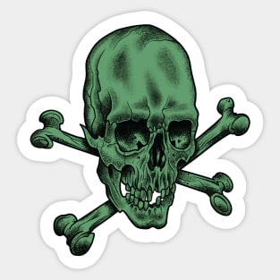 Skull and Crossbones Zombie Green Variant Sticker